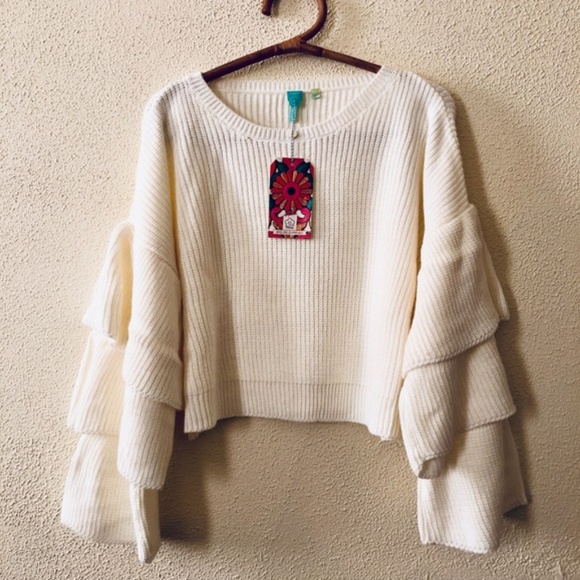 Anthropologie Sweaters - NWT Anthropologie Farm Rio Ruffle Sleeve Sweater